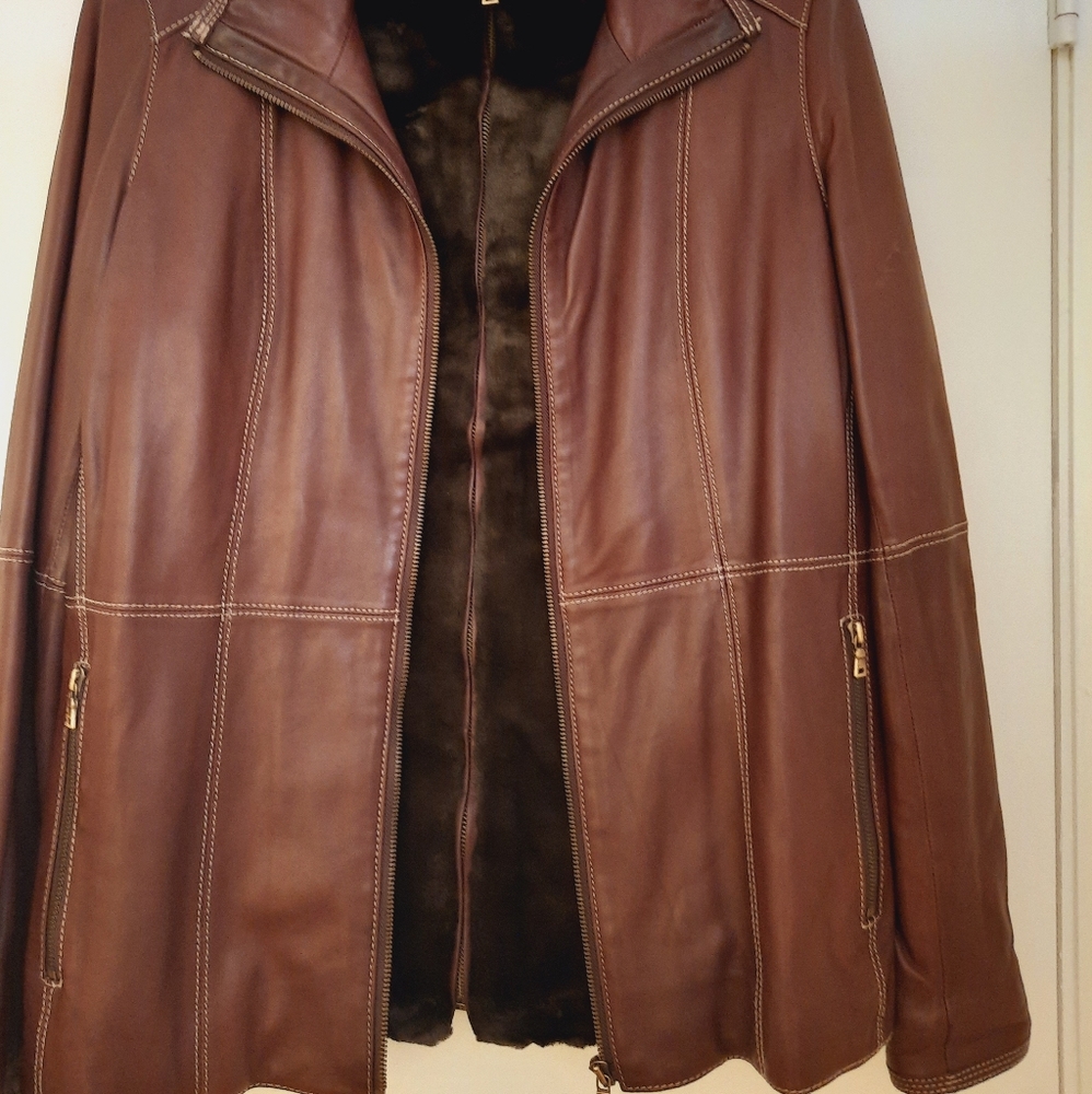 Marc New York brown soft leather removable lined insulated jacket size XL. - Picture 9 of 16